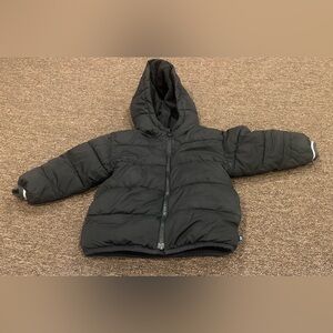 EUC! Baby GAP 3T Black Puffer Jacket warm winter coat fleece lining